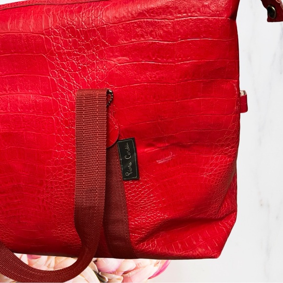 Pierre Cardin Red Croc Embossed Tote Bag - Picture 6 of 13